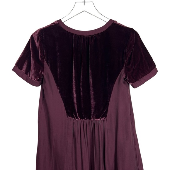 MAEVE Ingrid Plum colored Velvet Trimmed Short Sleeve Mini Dress Size XS - Picture 5 of 10